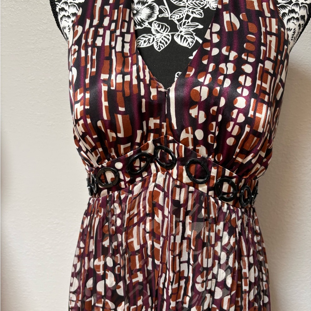Signature by Robbie Bee Purple and Brown Ruched Sundress